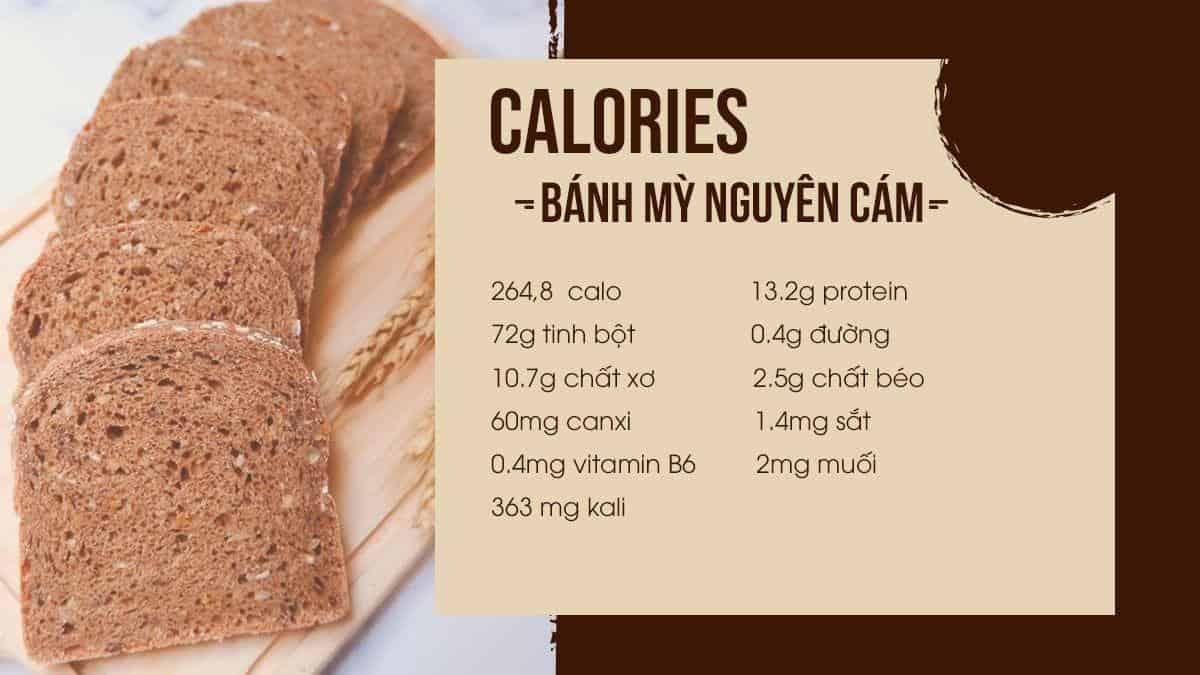 Bánh mì nguyên cám bao nhiêu calo