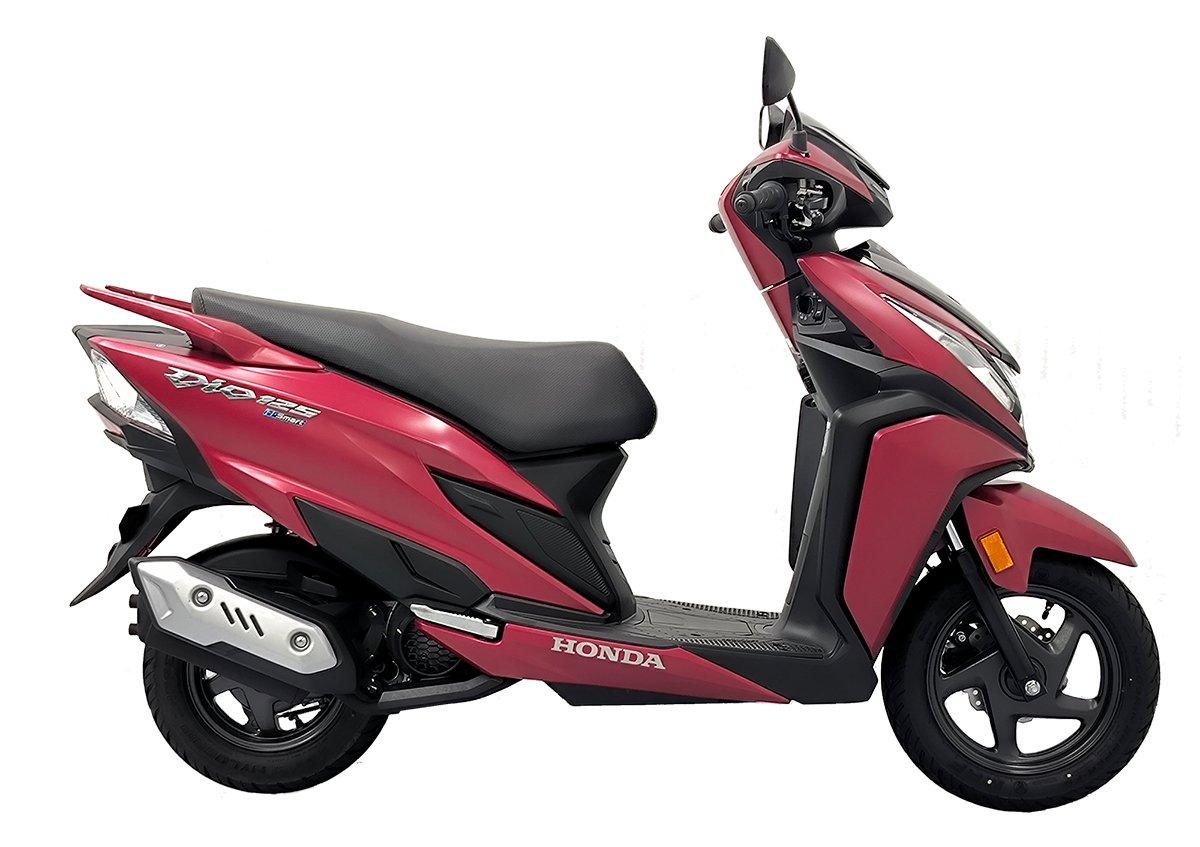 Cận cảnh xe tay ga Honda Dio 125 Repsol màu đỏ mận mờ