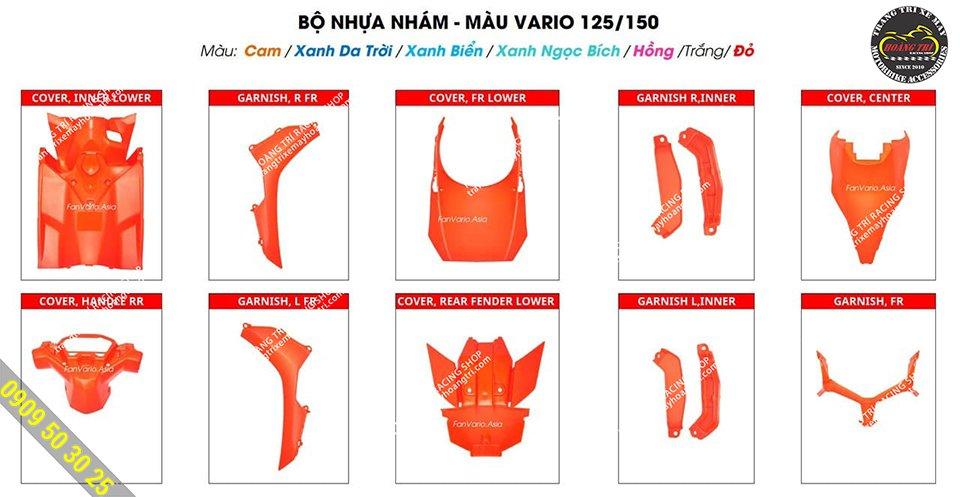 Trọn bộ nhựa nhám màu Vario 125/150 Zedition