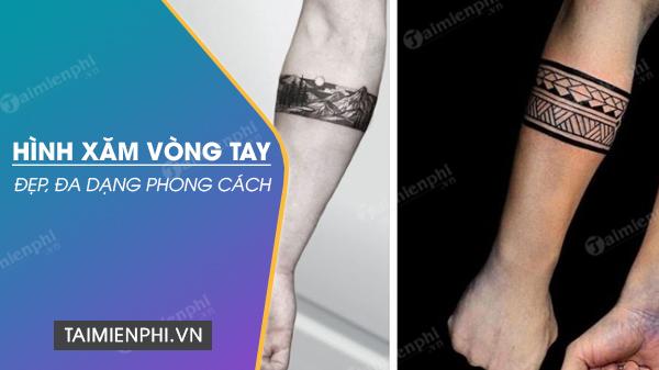 Hình xăm vòng tay Nhật cổ mang hình ảnh mặt quỷ và chuỗi hạt, phù hợp cho cả nam và nữ