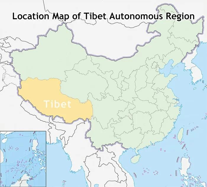 Bản đồ vị trí Tây Tạng ở Trung Quốc