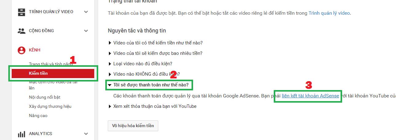 tạo tài khoản adsense để kiếm tiền trên Youtube