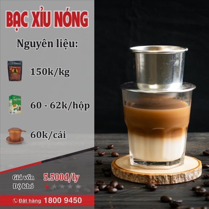 Công thức nguyên liệu, dụng cụ, bật mí giá vốn cách làm bạc xỉu nóng ngon đơn giản