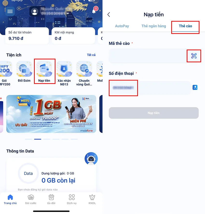 Hướng dẫn nạp tiền cho di động bằng mã QR MobiFone