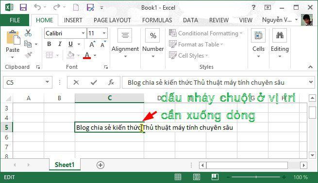 Làm thế nào để xuống dòng trong Excel 2003, 2016.. 2021..?