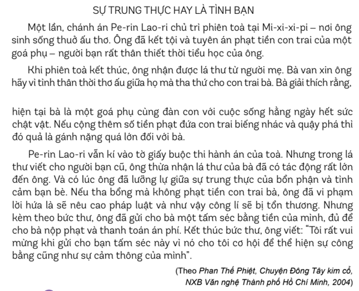 Chánh án Pe-rin Lao-ri đã làm gì khi nhận được là thư của thời thơ ấu