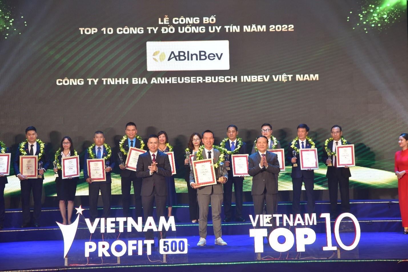 Công ty TNHH Bia Anheuser-Busch InBev 3 năm liên tiếp nằm trong Top 10 công ty đồ uống uy tín năm 2022