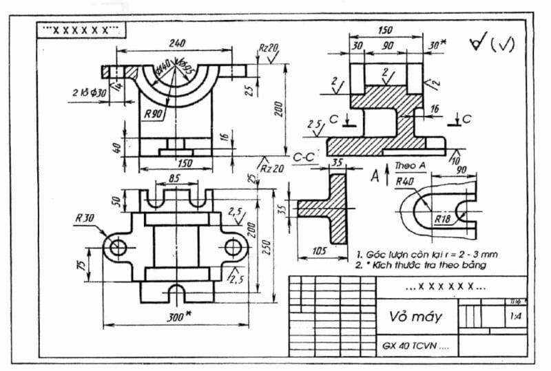 Kích Thước Trên Bản Vẽ Kỹ Thuật Có đơn Vị