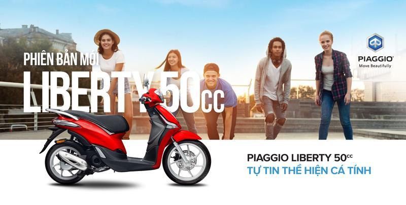 Liberty 50 có dung tích động cơ 50cc hướng tới nhóm khách hàng học sinh, sinh viên