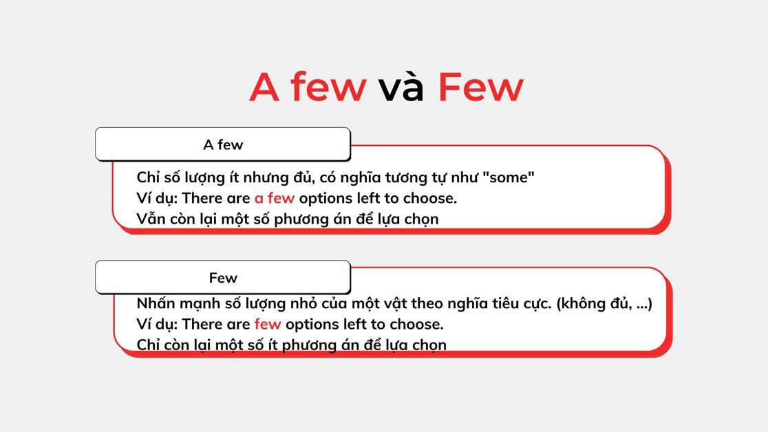 Phân biệt Few, A few, Little, A little | Cách sử dụng và ví dụ minh họa