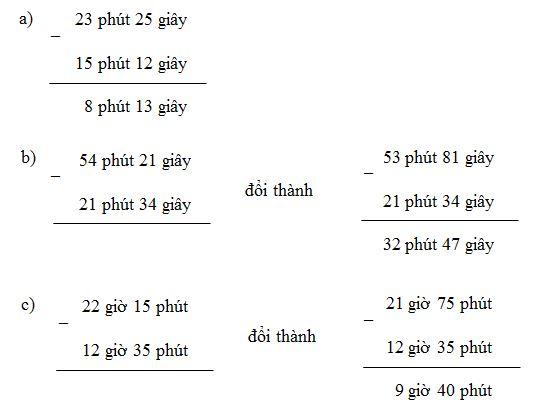 Trừ số đo thời gian lớp 5