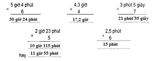 Vở bài tập Toán lớp 5 bài 126 Nhân số đo thời gian với một số