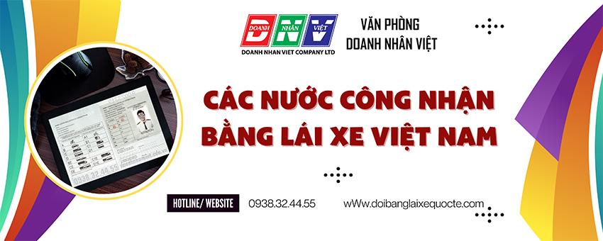 Các nước công nhận bằng lái xe Việt Nam