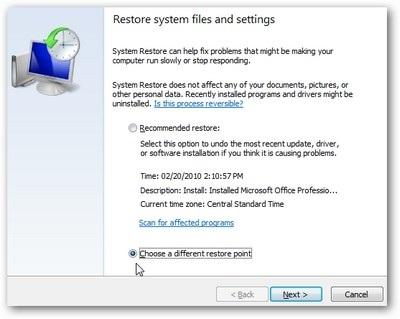 Sử dụng System Restore để khôi phục hệ thống trên Windows 7