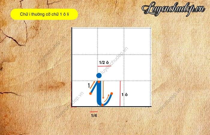 Cách viết chữ i thường cỡ chữ 1 ô li