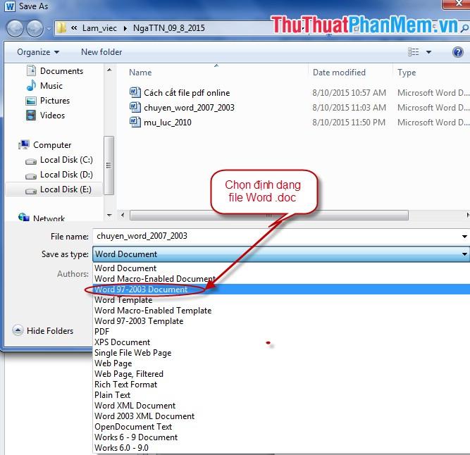Chuyển đổi văn bản từ Word 2007 và 2010 sang 2003