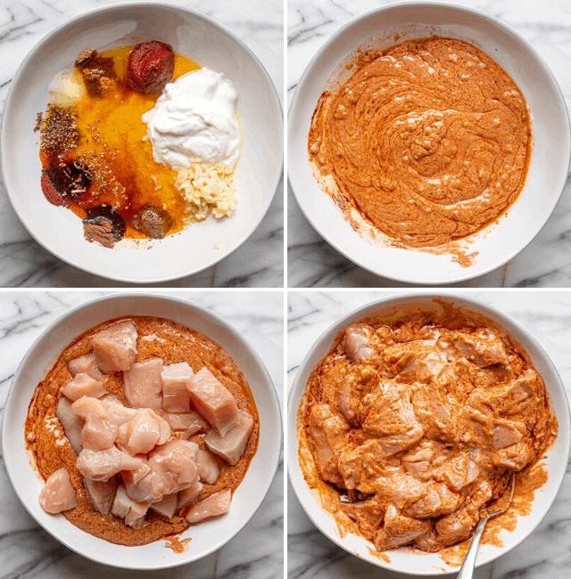 Process shots for how to make the shish tawook chicken marinade