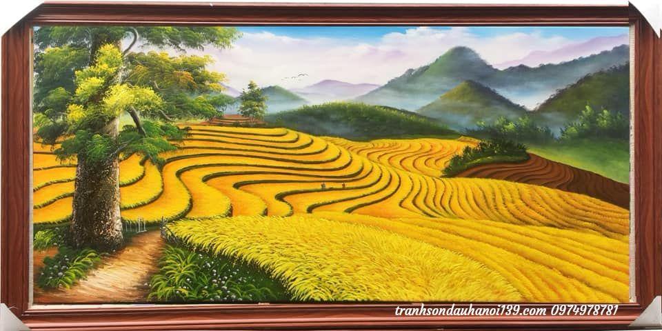 Tranh ruộng bậc thang, tranh phong cảnh đồng quê cánh đồng lúa