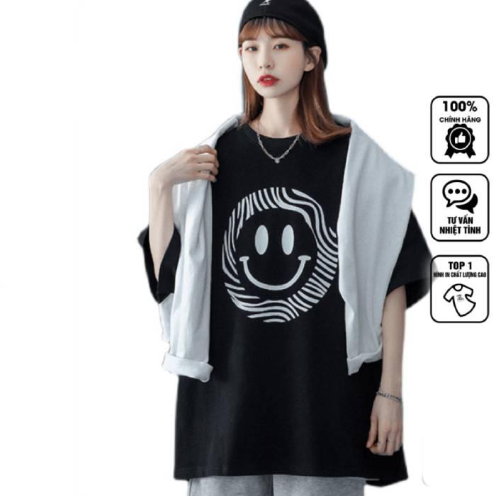 Áo thun hình mặt cười thiết kế hiện đại, style cá tính