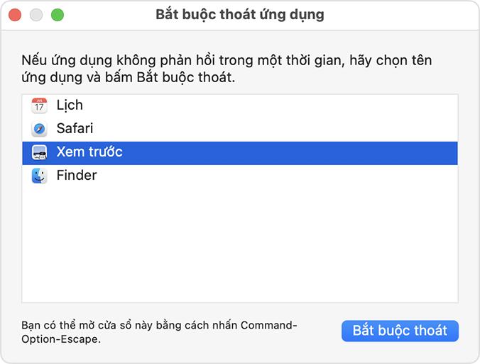 Cách bắt buộc thoát ứng dụng trên máy Mac