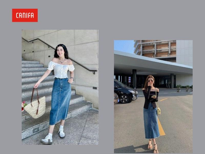 10 Cách phối đồ với chân váy jean dài mùa đông: Ấm áp và phong cách