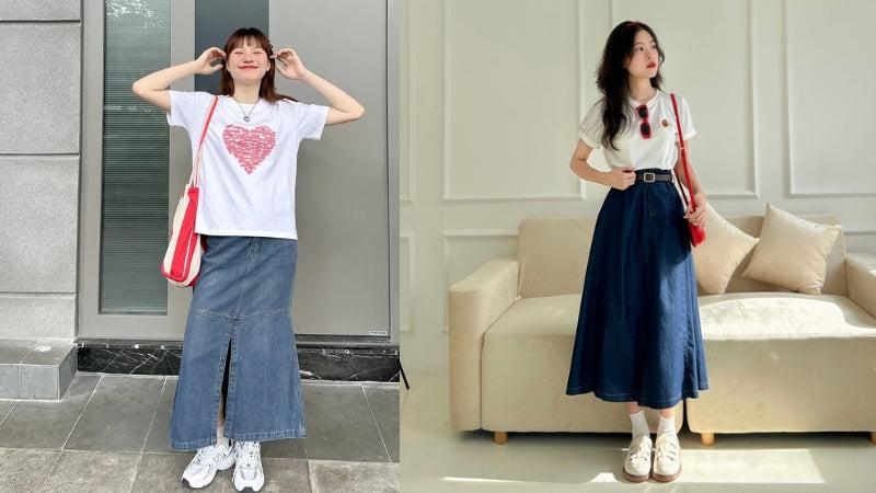 Chân váy jean dài phối với giày gì? Bật mí cách phối đồ