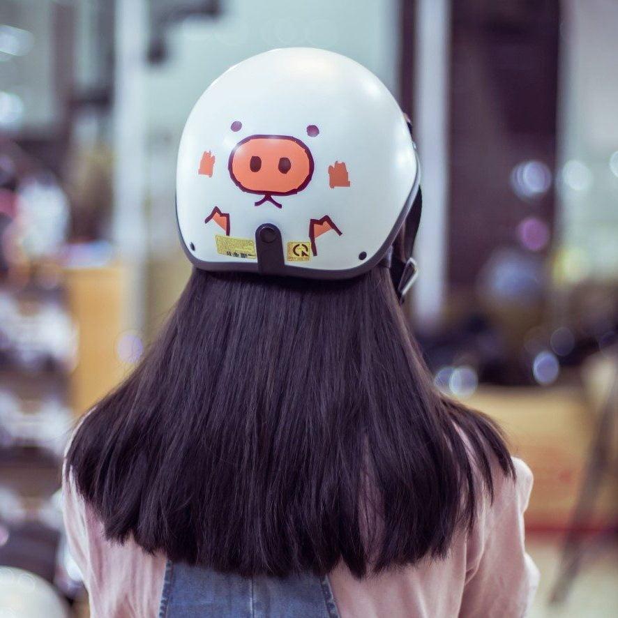 Mũ Bảo Hiểm Nửa Đầu Kính Phi Công HR1 – Lợn Cute