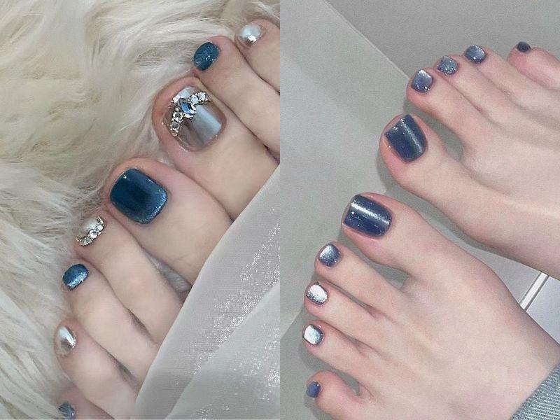 Gợi ý 20+ mẫu móng chân màu xanh tươi mát, cá tính