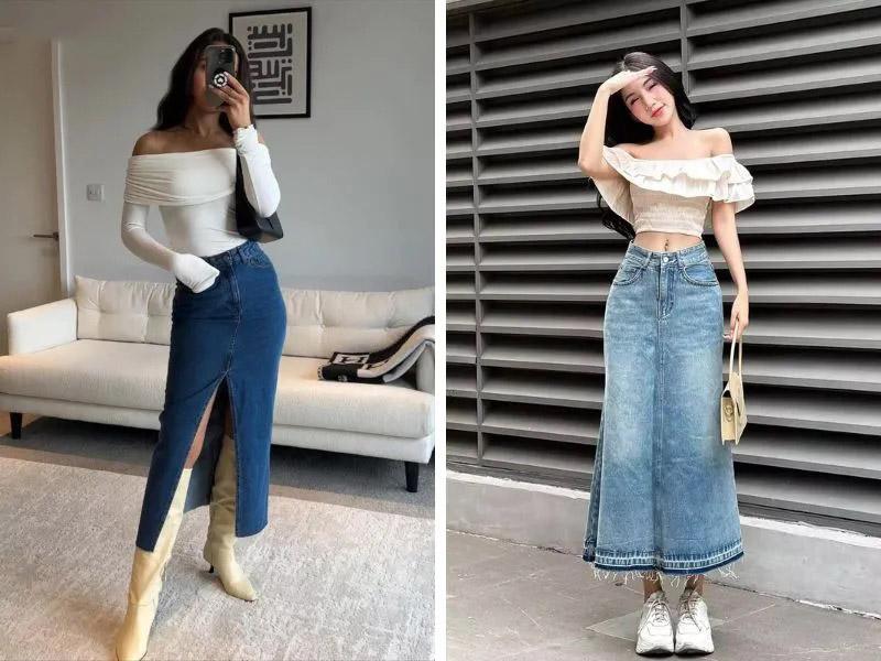 Phối Đồ Với Chân Váy Jean Dài: 10+ Cách Đẹp, Tôn Dáng