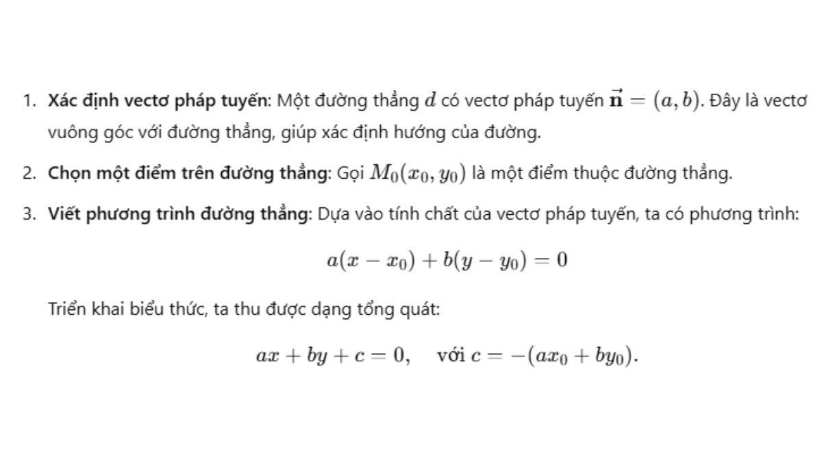 Hướng dẫn cách viết phương trình tổng quát của đường thẳng chi tiết nhất