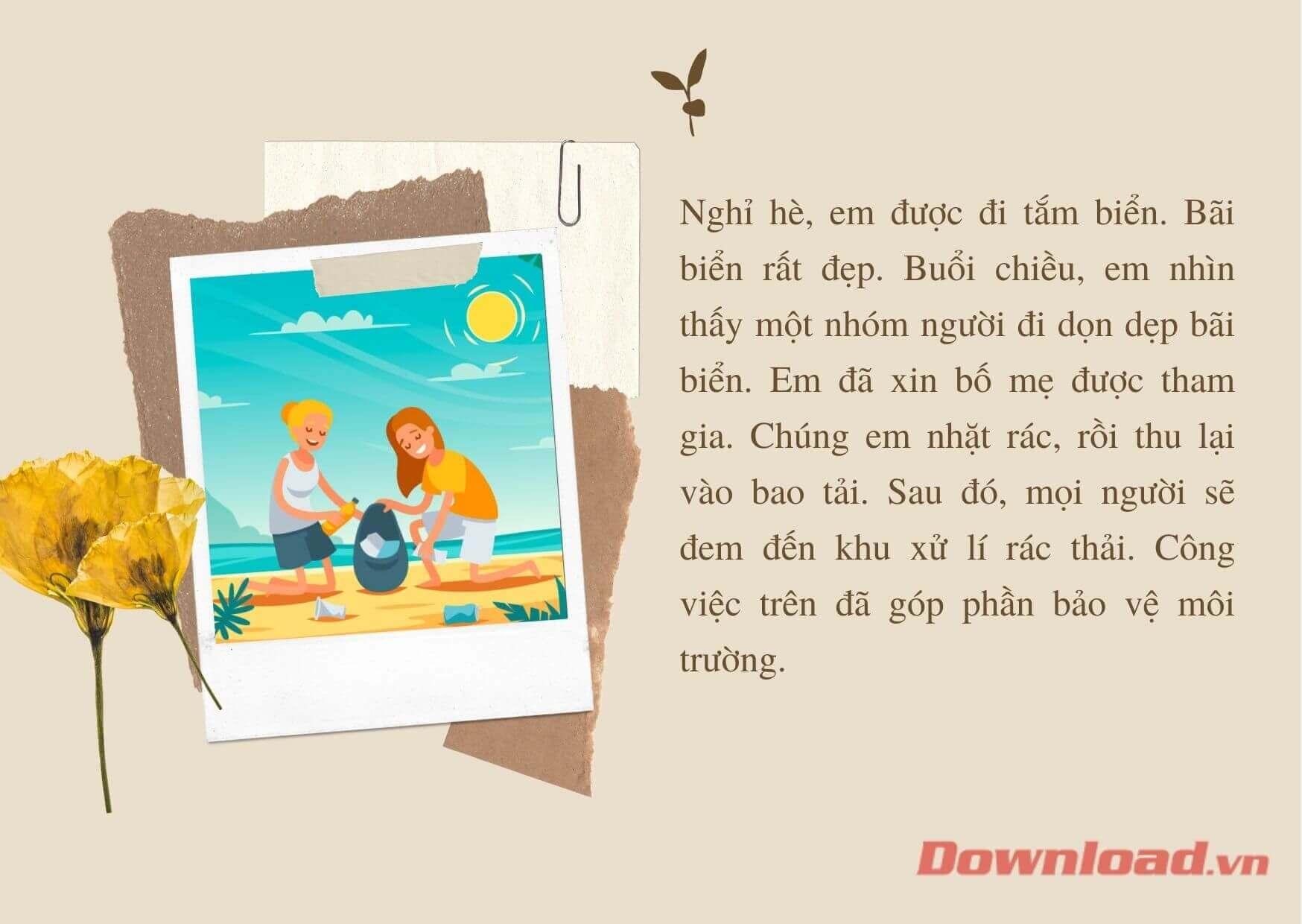 Viết 4 - 5 câu kể về việc em đã làm để bảo vệ môi trường                               Dàn ý & 42 đoạn văn mẫu lớp 2