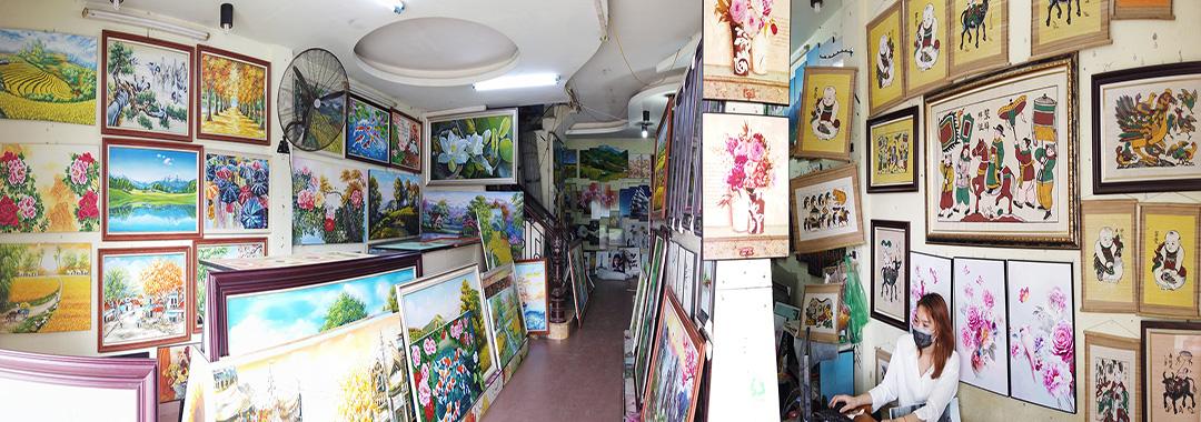 Tranh sơn dầu làng quê xưa yên bình AmiA TSD 150