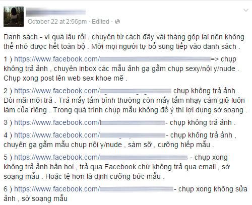 Mẫu nude Việt tố nhiếp ảnh gia sám sỡ và gạ tình