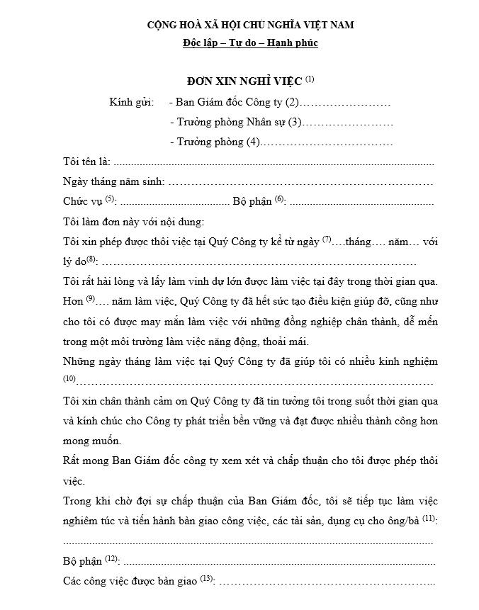 Tải 12 mẫu đơn xin nghỉ việc/thôi việc file Word dễ dùng 2026