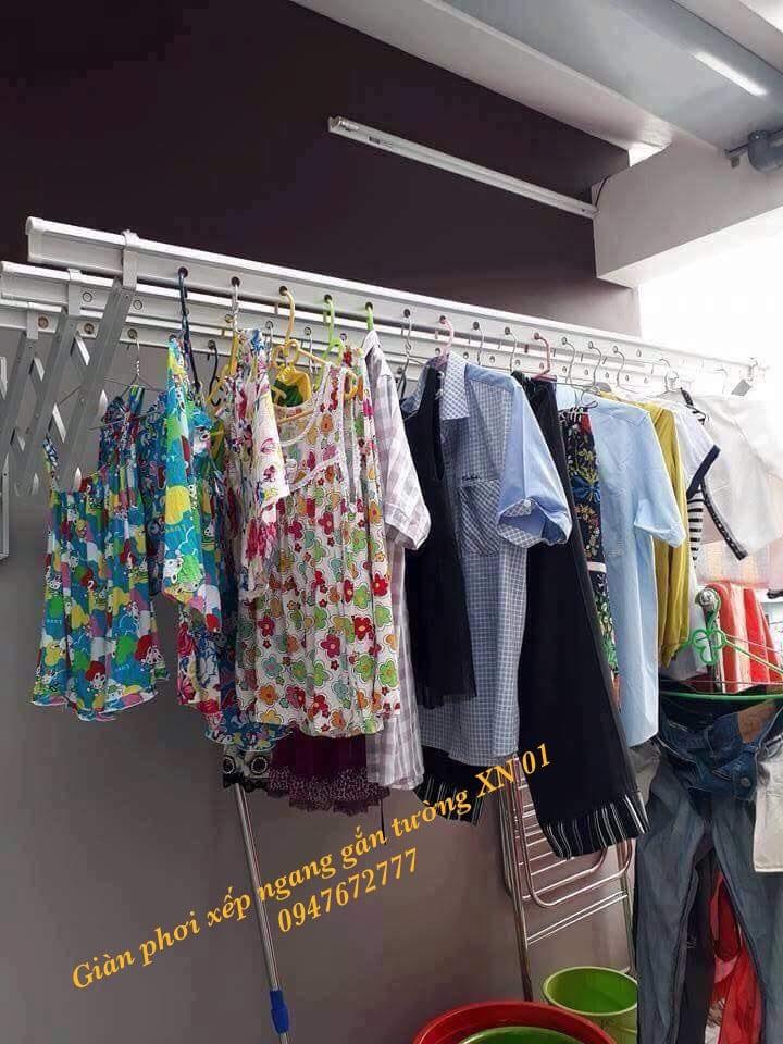 GIÀN PHƠI XẾP NGANG GẮN TƯỜNG NHÔM DÀY