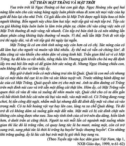 Nữ thần Mặt trời và Mặt trăng đọc hiểu