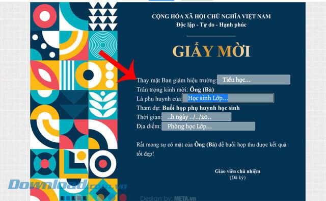 Hướng dẫn tạo giấy mời họp phụ huynh online