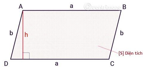 Chu vi hình bình hành được tính bằng tổng độ dài các đường bao quanh hình