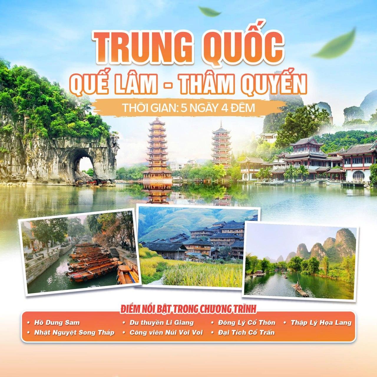 TOUR TRUNG QUỐC: THÂM QUYẾN - QUẾ LÂM - DƯƠNG SÓC - VỊNH LỆ GIANG 5N4Đ