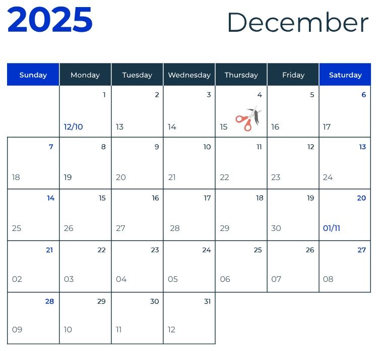 Lịch cắt tóc tháng 12/2025 - Nên cắt ngày nào để may mắn, suôn sẻ cuối năm?