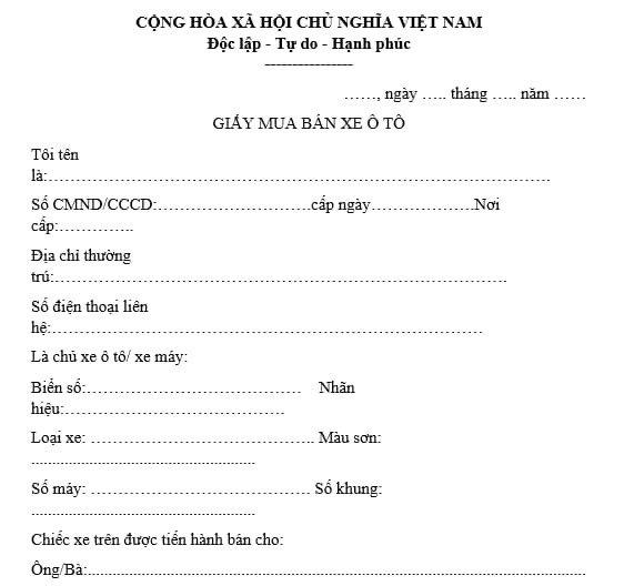 Mẫu Giấy Bán Xe Máy Đầy Đủ Thông Tin Chuẩn Nhất