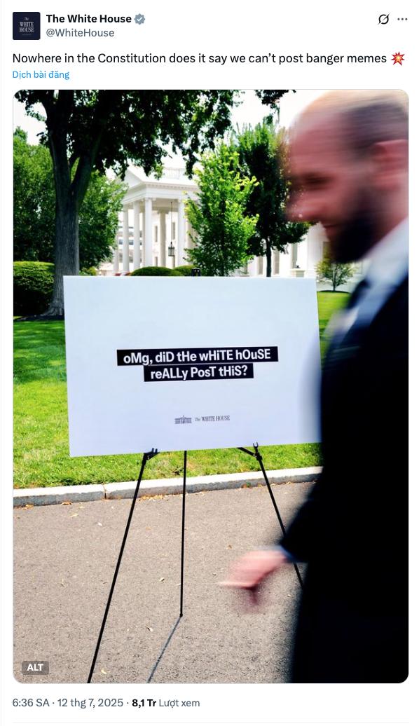 Chính quyền TT Trump 'trẻ hóa' truyền thông với meme và AI