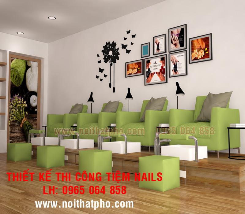 NHỮNG MẪU THIẾT KẾ TIỆM NAIL MÀU XANH