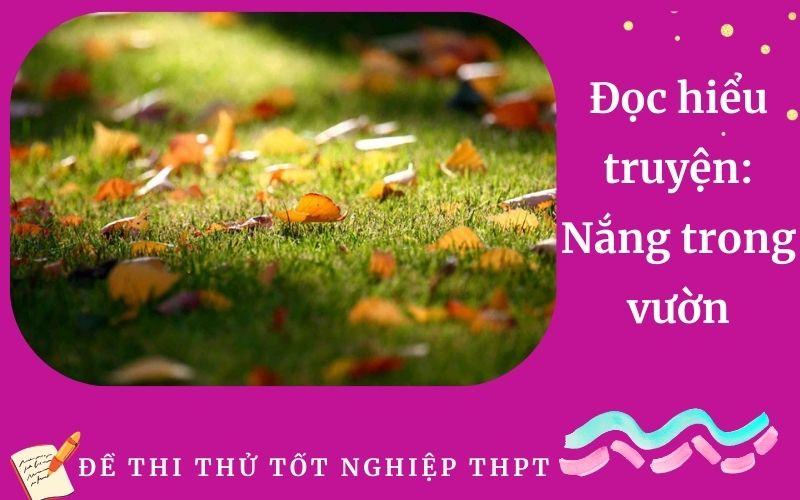 Đọc hiểu truyện: Nắng trong vườn | Đề thi thử Tốt nghiệp THPT môn Ngữ Văn Sở GDĐT Thành phố Huế