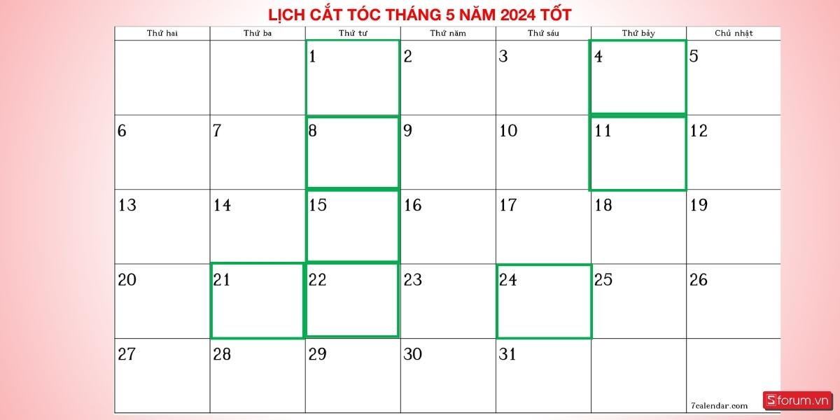 Lịch cắt tóc tháng 5 năm 2024: Ngày đẹp, nhiều may mắn