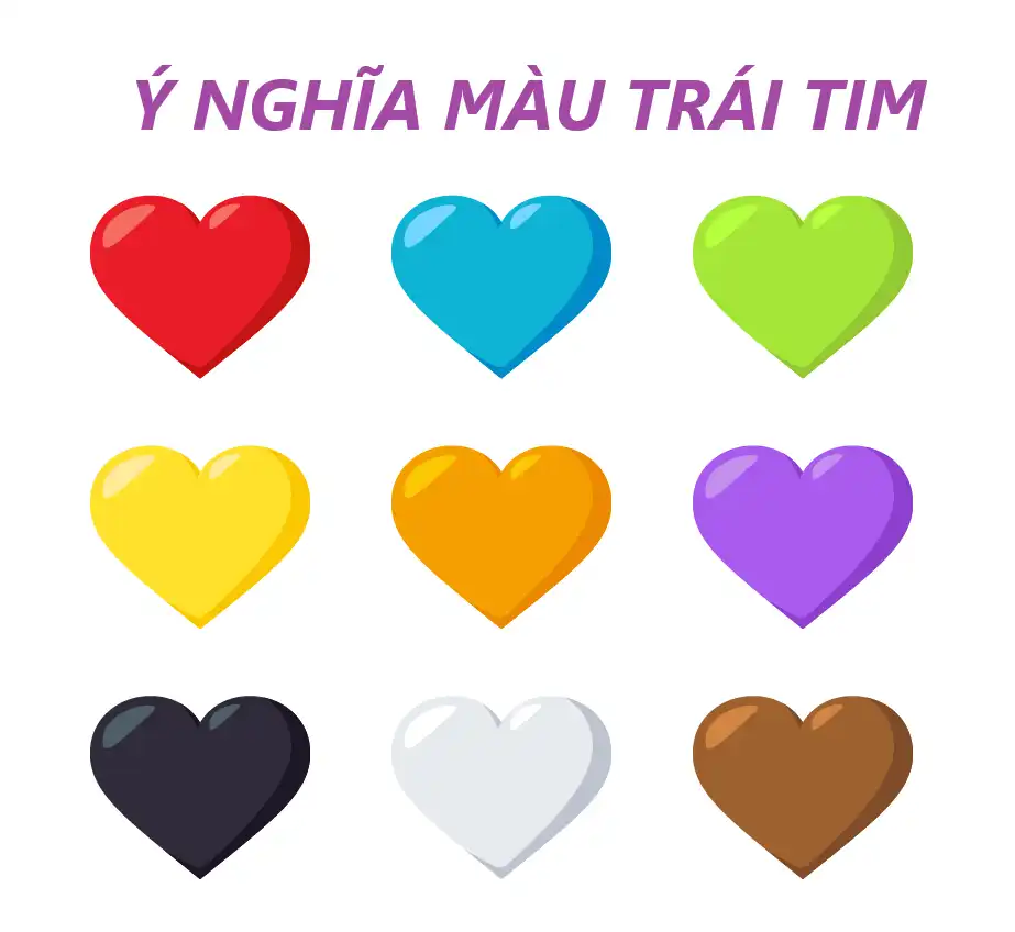 Trái tim dành cho tình bạn, tình yêu và màu sắc biểu tượng ❤??????