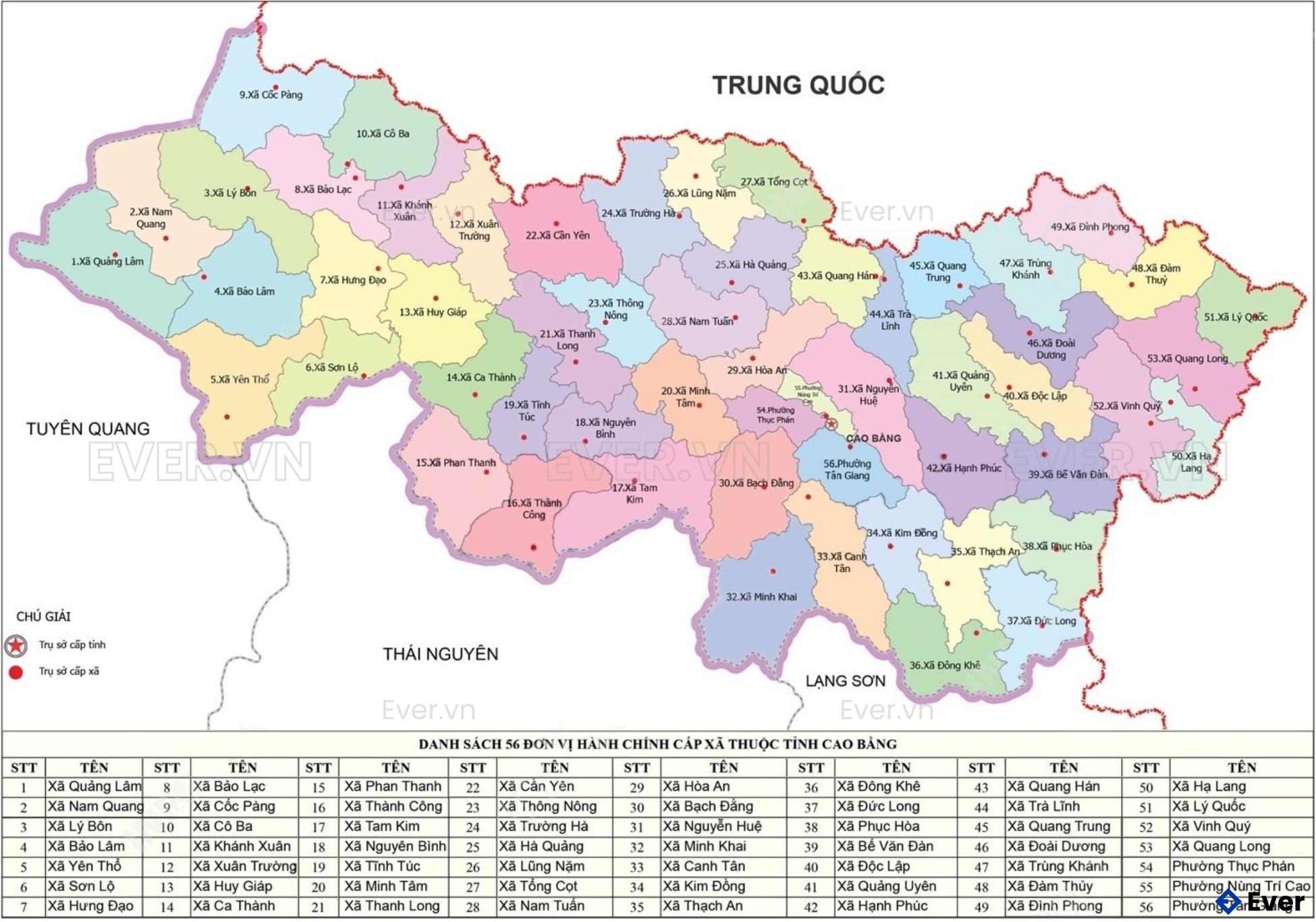 Bản đồ tỉnh Cao Bằng sau sáp nhập