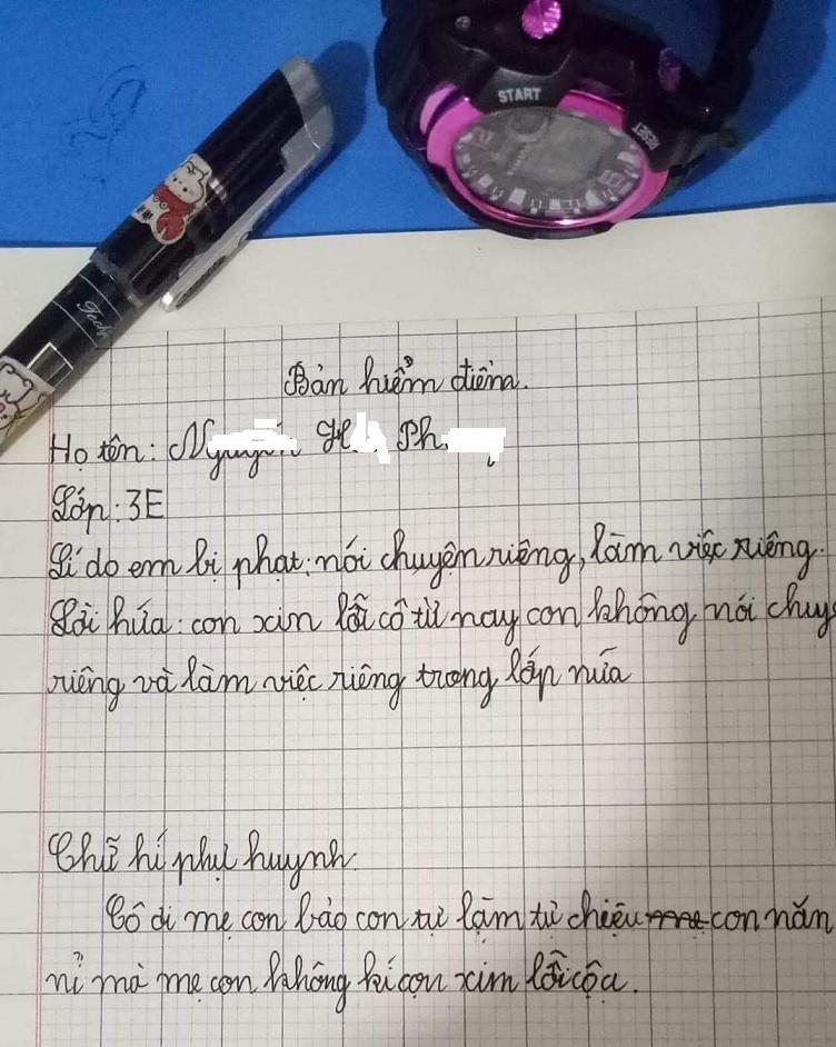 Cậu bé lớp 3 viết bản kiểm điểm, đọc tới dòng chữ ký phụ huynh thì dân mạng ‘cười lăn’