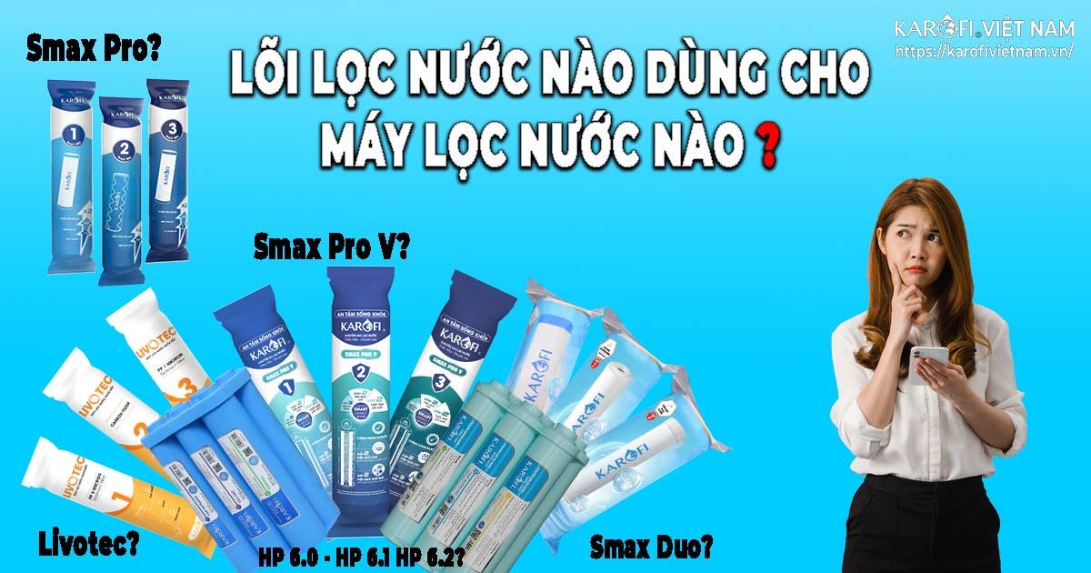 Bãng mã bộ lõi lọc nước của từng máy lọc nước Karofi CHI TIẾT