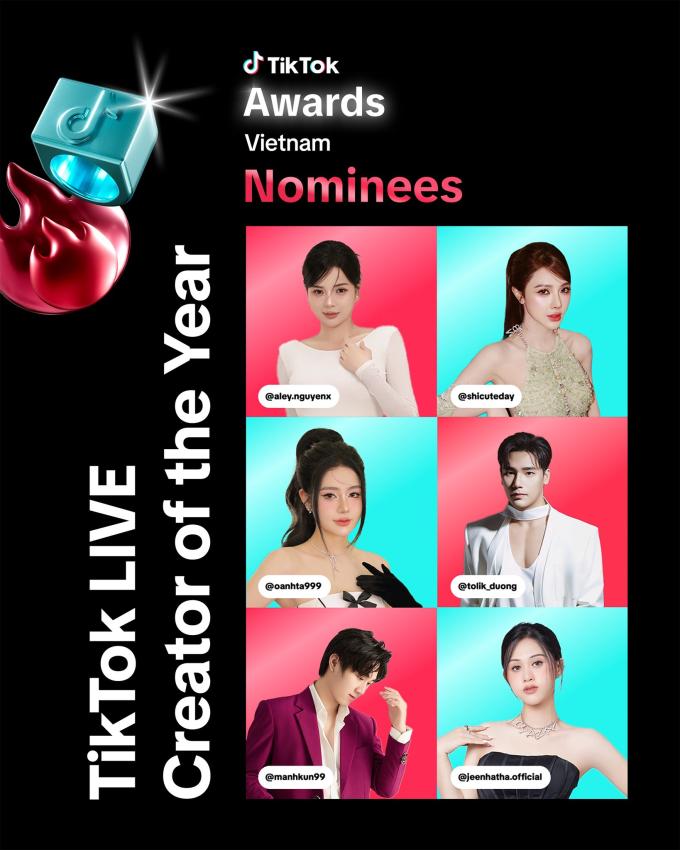 Điểm danh 6 Idol Live "trai xinh gái đẹp" tranh giải "Live Creator Of The Year" tại TikTok Award Việt Nam 2024